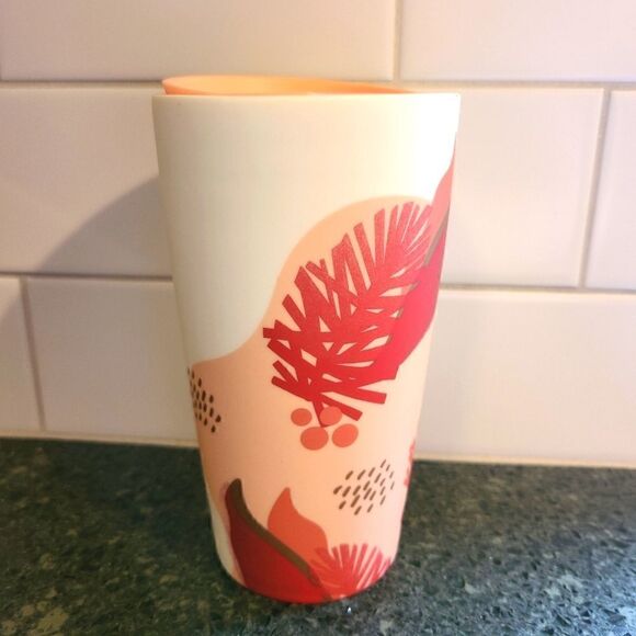 Starbucks 2019 Ceramic Holiday Traveler Tumbler 12oz Pink Pine Berries - Picture 8 of 8